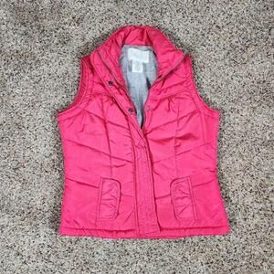 Vanity Hot Pink Puffer Vest with High Collar Zip and Snaps Size Small